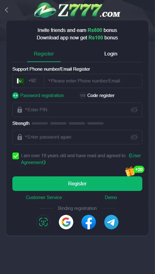 Z777 Game Register