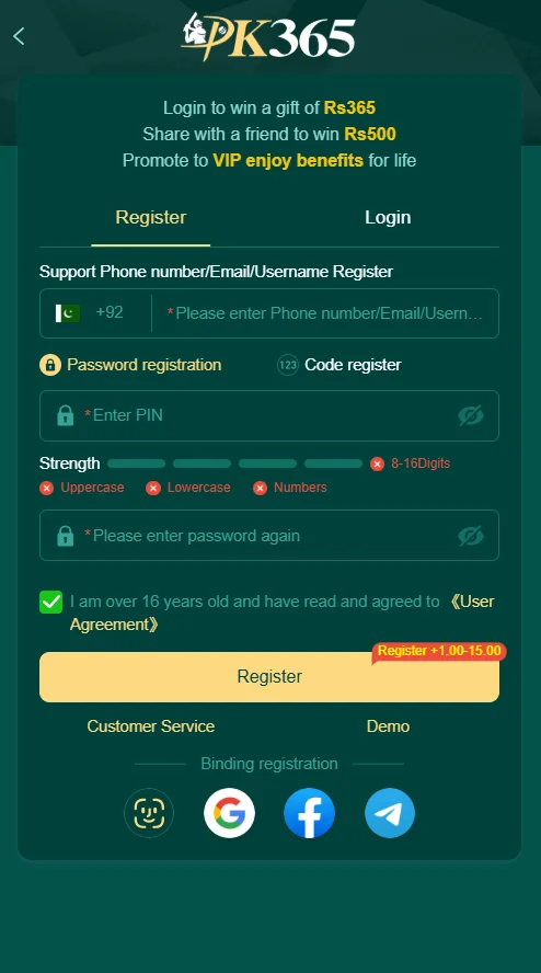 PK365 Register